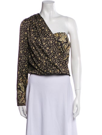 Jonathan Simkhai Floral Print One-Shoulder Crop Top