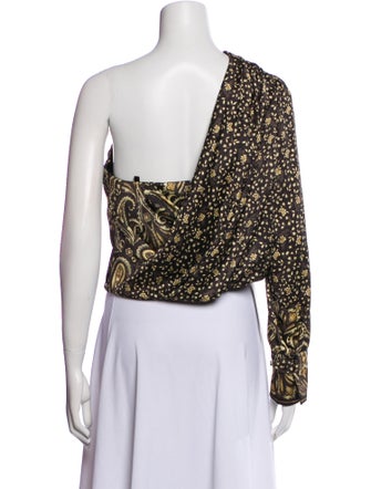 Jonathan Simkhai Floral Print One-Shoulder Crop Top