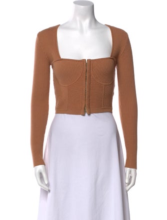 Jonathan Simkhai Square Neckline Long Sleeve Crop Top