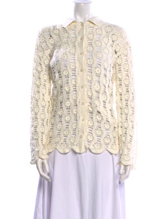 Jonathan Simkhai Lace Pattern Long Sleeve Blouse