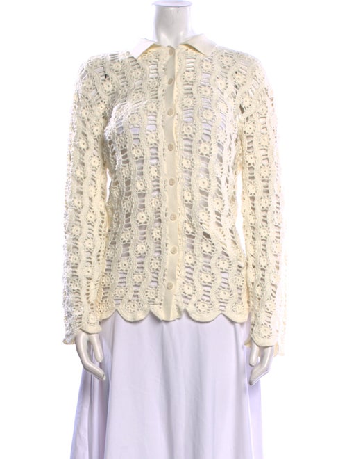Jonathan Simkhai Lace Pattern Long Sleeve Blouse
