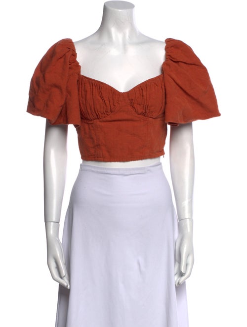 Jonathan Simkhai Square Neckline Short Sleeve Crop Top
