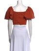 Jonathan Simkhai Square Neckline Short Sleeve Crop Top