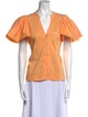 Jonathan Simkhai V-Neck Short Sleeve Button-Up Top