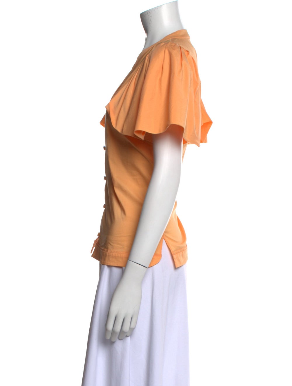 Jonathan Simkhai Button-Up Top Orange Pleated Acc… - image 2