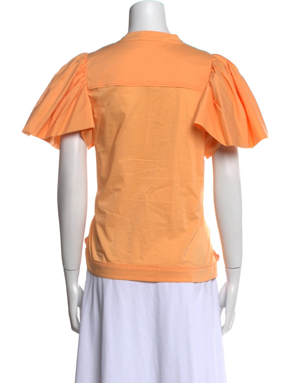 Jonathan Simkhai Button-Up Top Orange Pleated Acc… - image 3