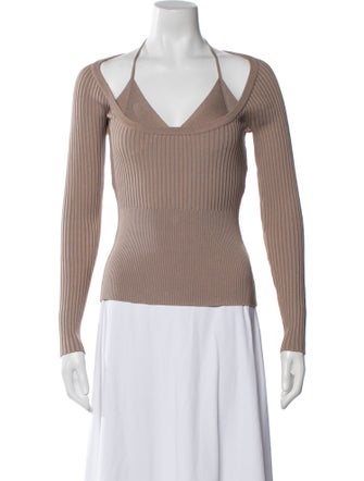 Jonathan Simkhai V-Neck Long Sleeve Top