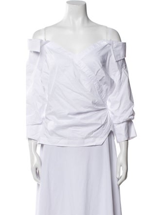 Jonathan Simkhai Off-The-Shoulder Three-Quarter Sleeve Blouse