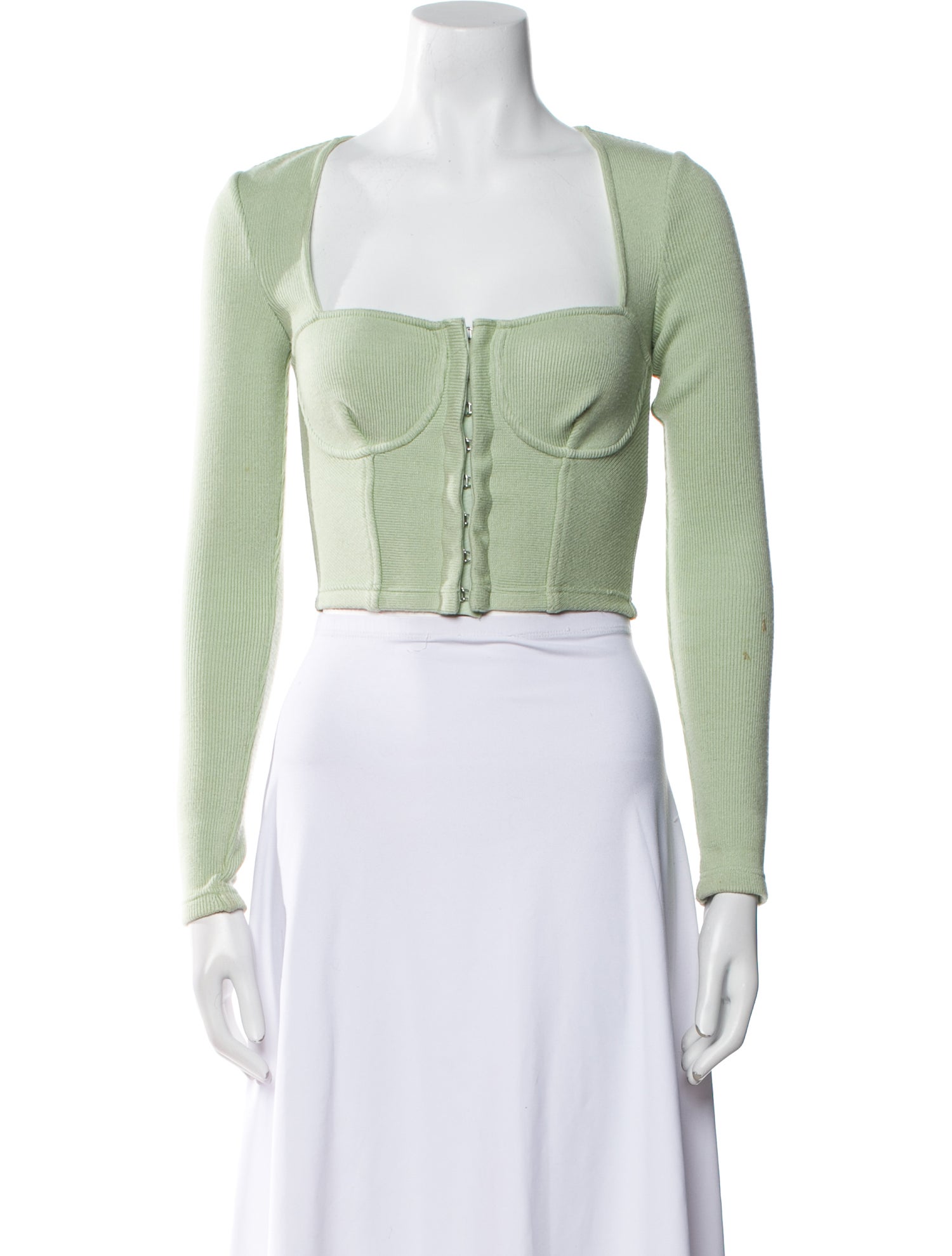 Jonathan Simkhai Square Neckline Long Sleeve Crop Top