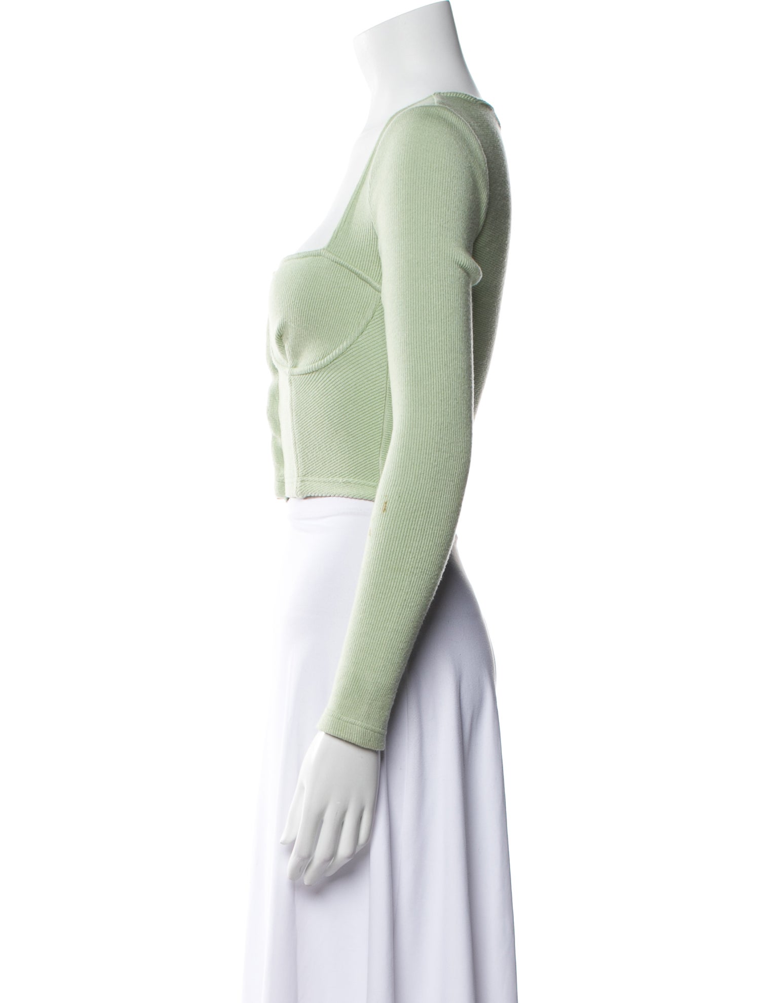 Jonathan Simkhai Square Neckline Long Sleeve Crop Top