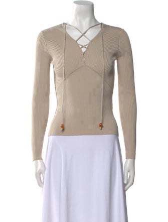 Jonathan Simkhai V-Neck Long Sleeve Top