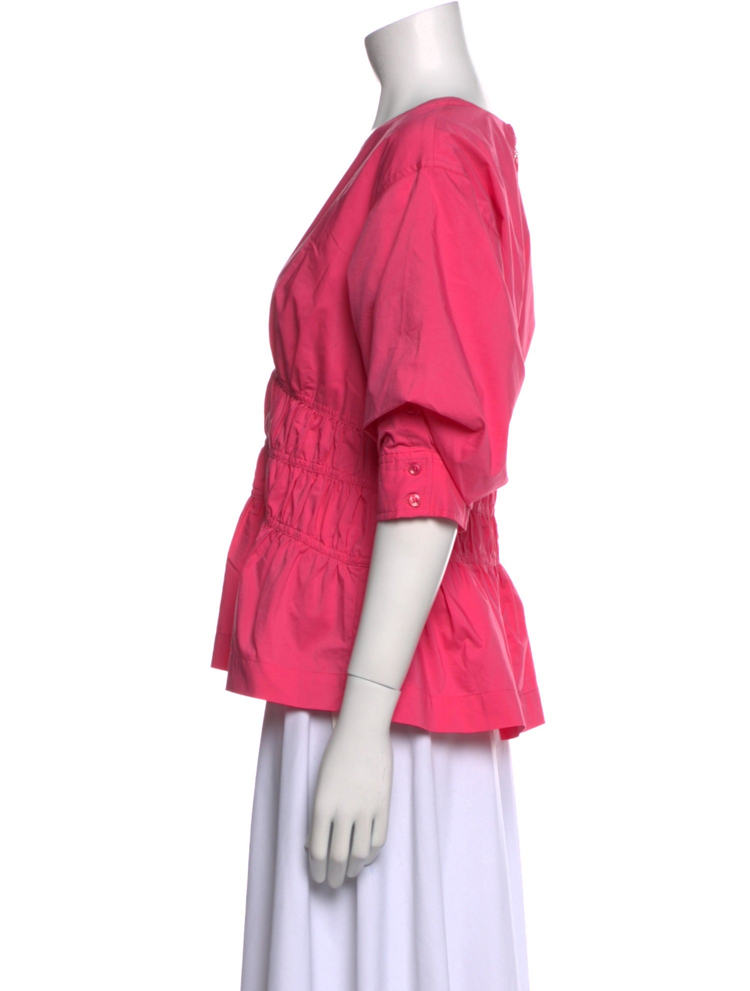 Jonathan Simkhai V-Neck Three-Quarter Sleeve Blouse