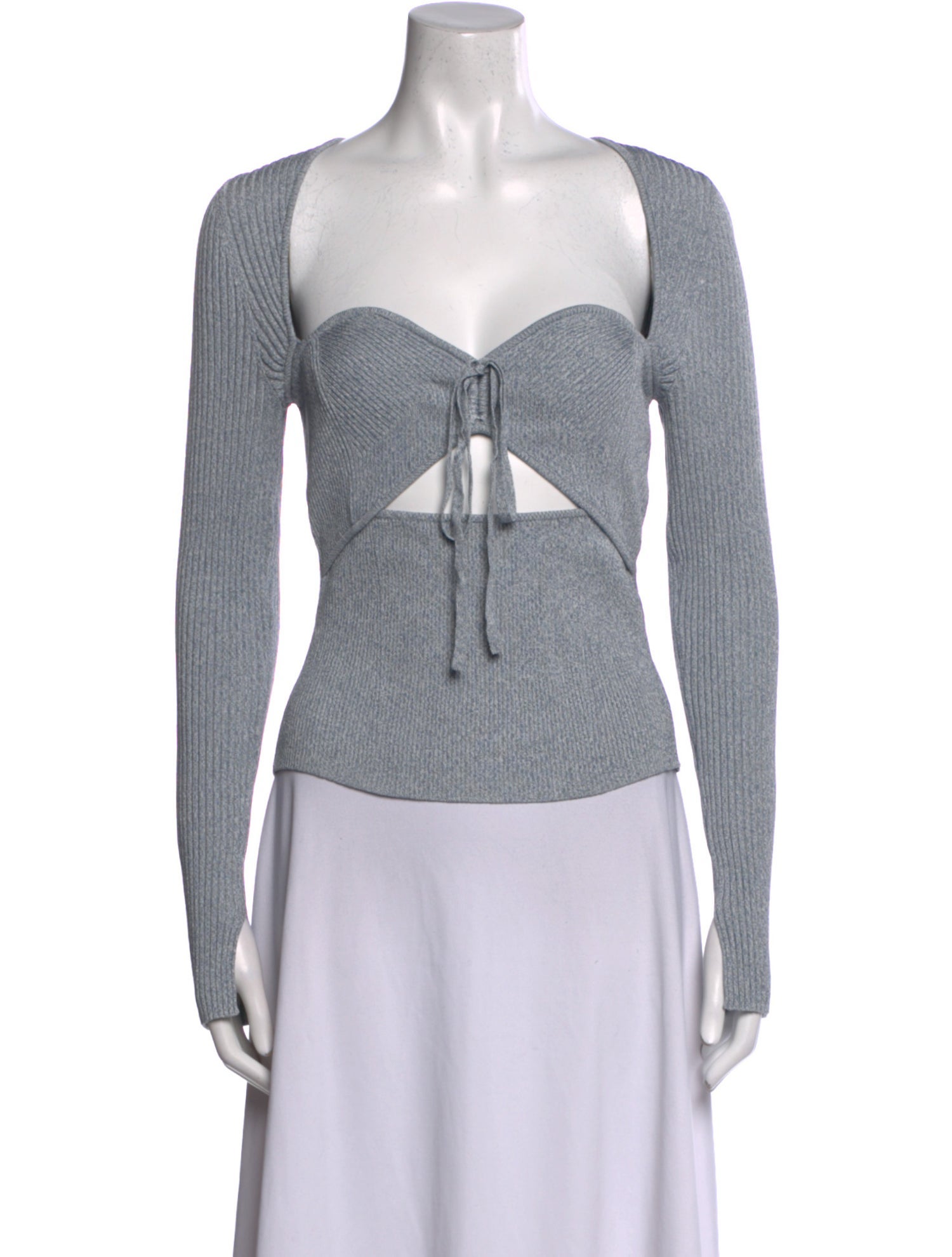 Jonathan Simkhai Square Neckline Long Sleeve Crop Top