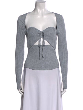 Jonathan Simkhai Square Neckline Long Sleeve Crop Top