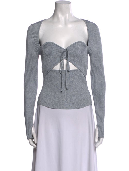 Jonathan Simkhai Square Neckline Long Sleeve Crop Top