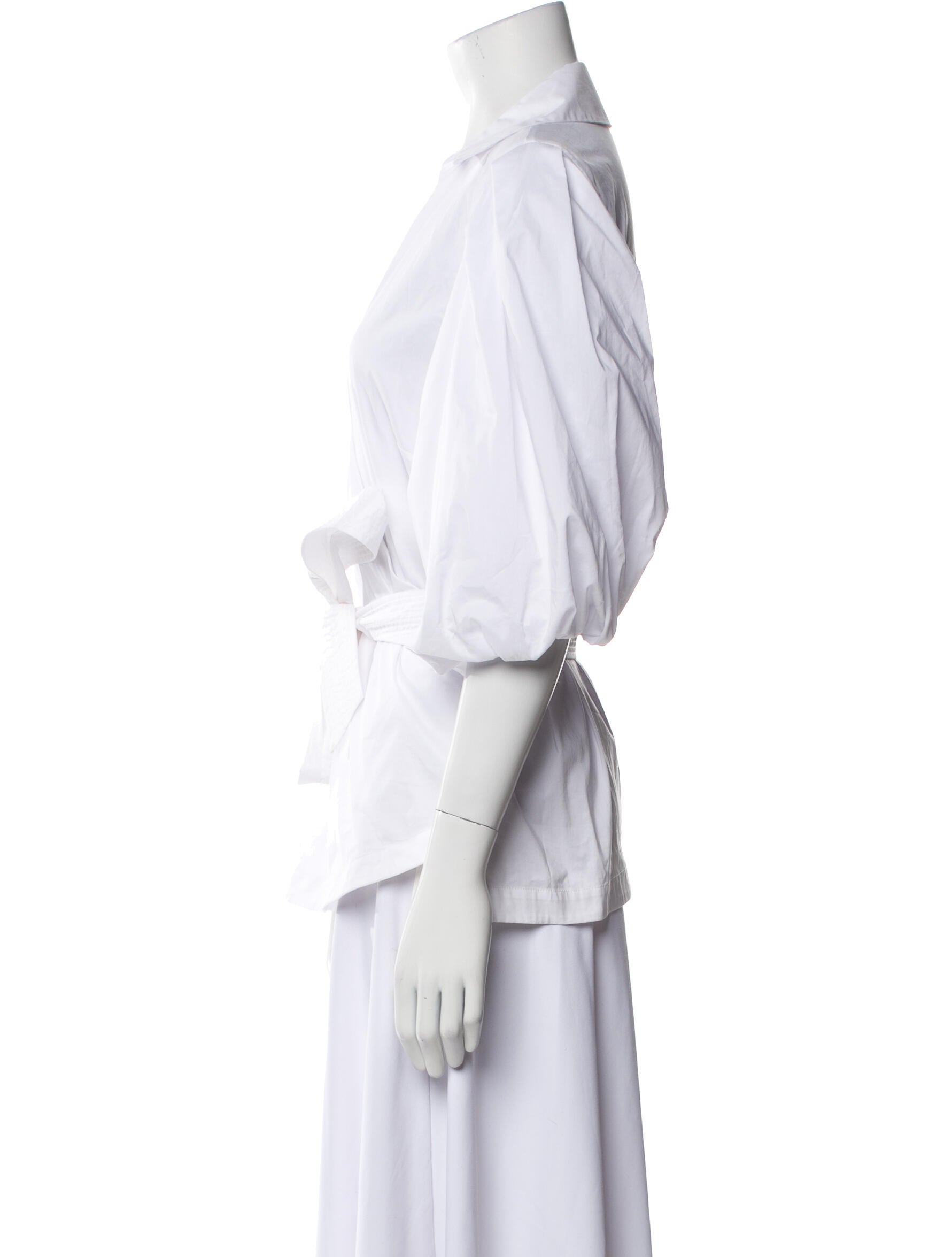 Jonathan Simkhai V-Neck Three-Quarter Sleeve Button-Up Top