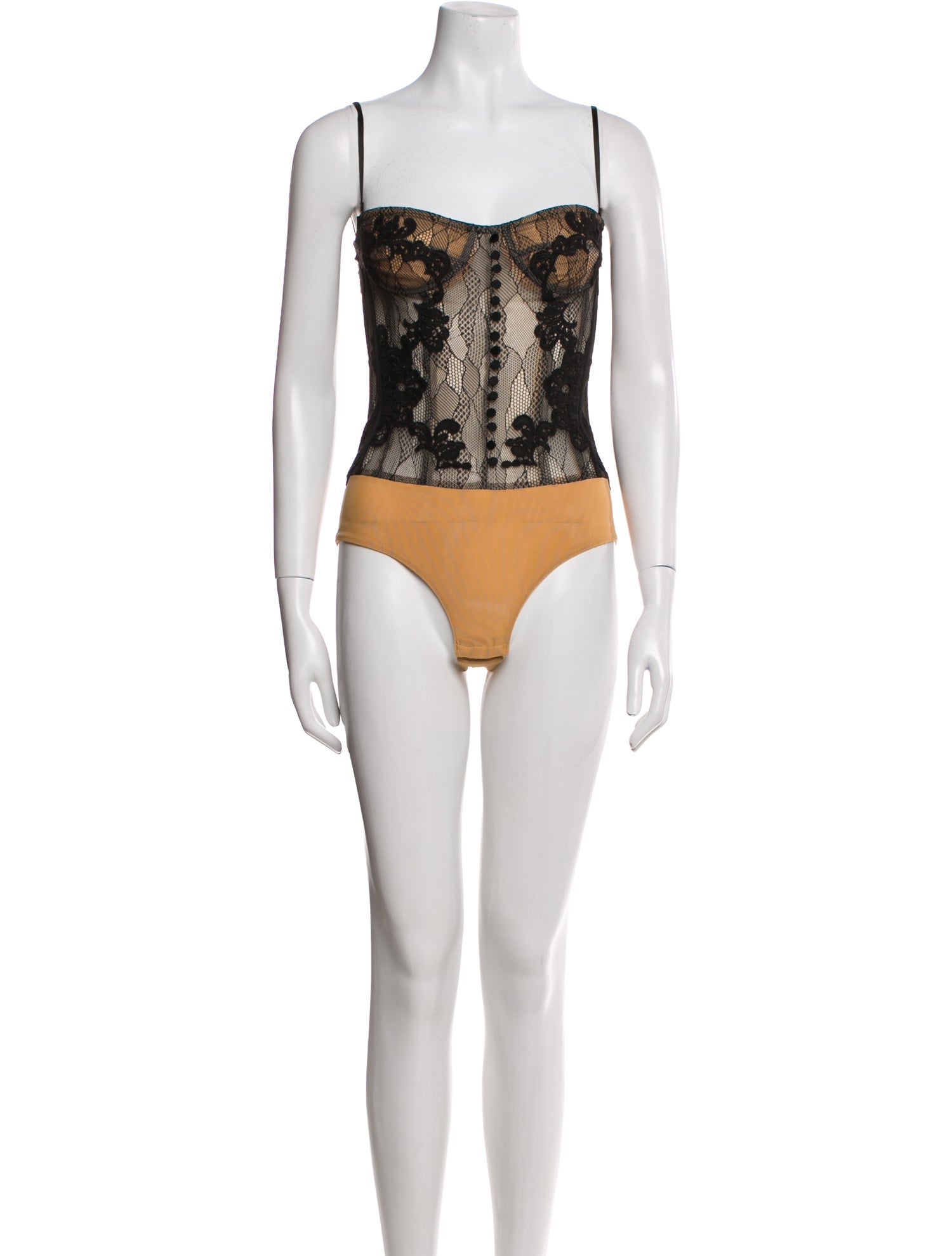 Jonathan Simkhai Lace Pattern Square Neckline Bodysuit