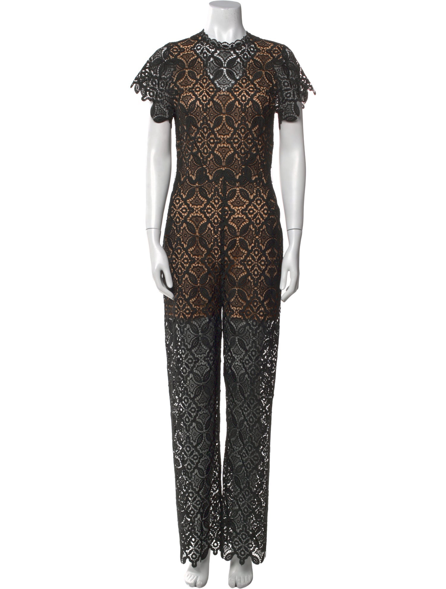 Jonathan Simkhai Lace Pattern Crew Neck Jumpsuit