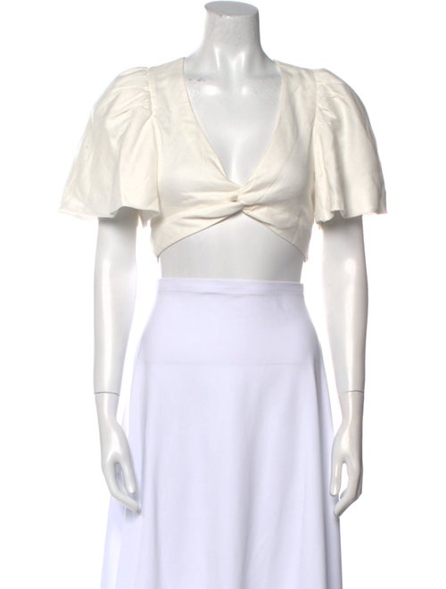 Jonathan Simkhai V-Neck Short Sleeve Crop Top