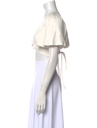 Jonathan Simkhai V-Neck Short Sleeve Crop Top