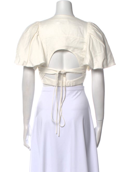 Jonathan Simkhai V-Neck Short Sleeve Crop Top