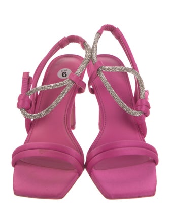 Jonathan Simkhai Satin Crystal Embellishments Slingback Sandals