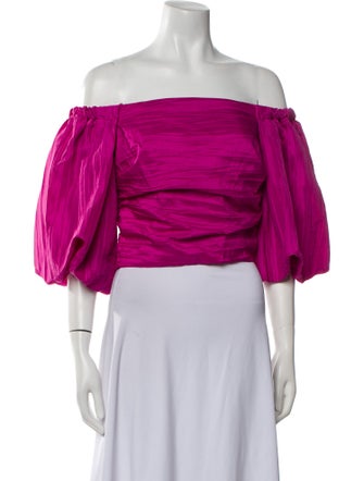 Jonathan Simkhai Off-The-Shoulder Three-Quarter Sleeve Crop Top