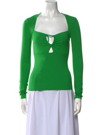 Jonathan Simkhai Square Neckline Long Sleeve Top