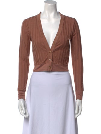 Jonathan Simkhai V-Neck Long Sleeve Crop Top