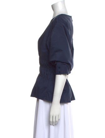 Jonathan Simkhai V-Neck Three-Quarter Sleeve Blouse