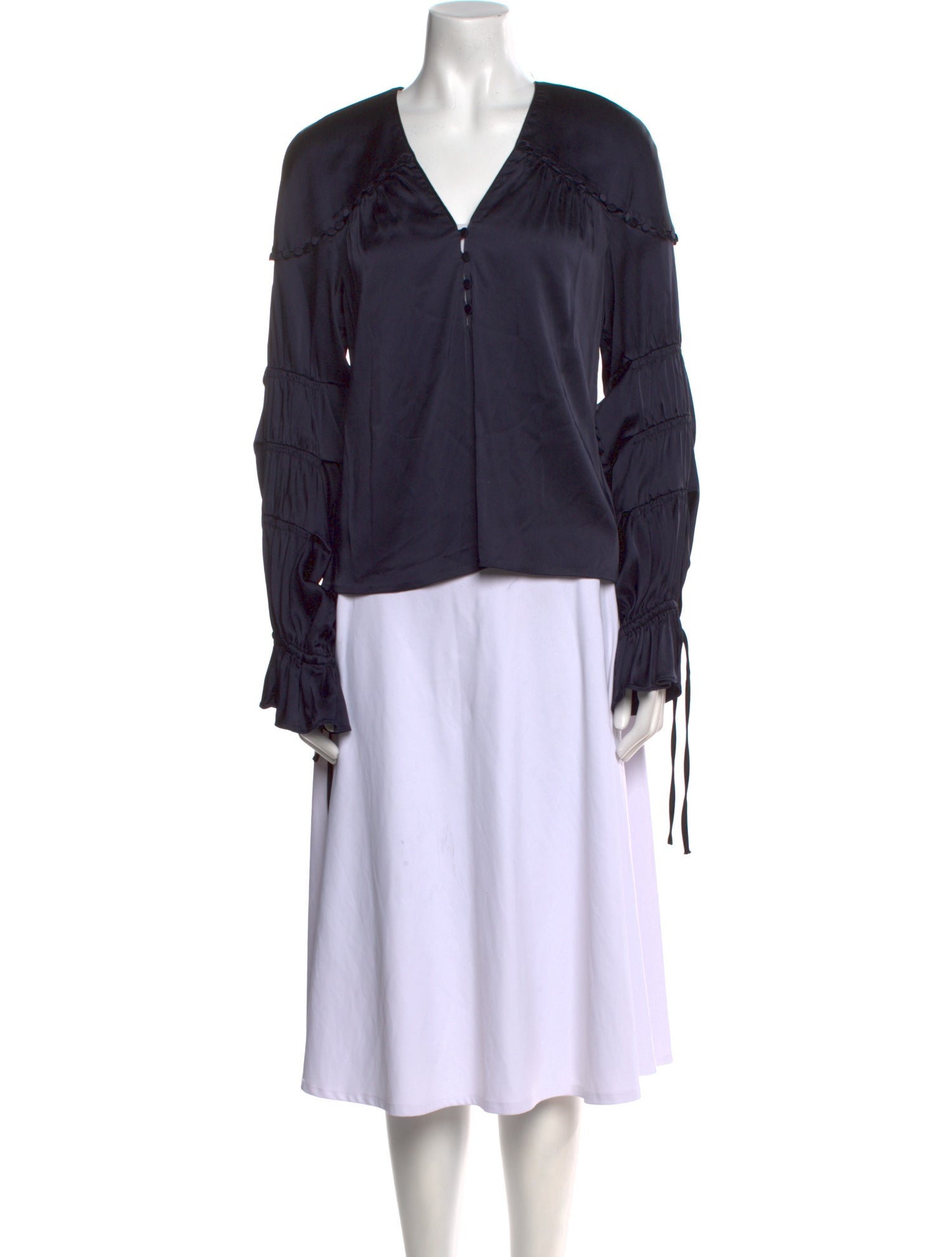 Jonathan Simkhai V-Neck Long Sleeve Blouse