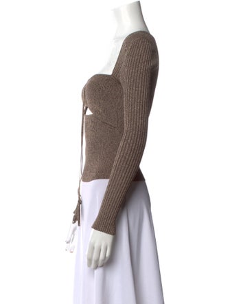 Jonathan Simkhai Square Neckline Long Sleeve Crop Top