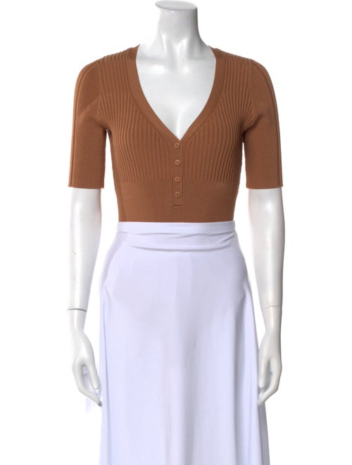 Jonathan Simkhai V-Neck Short Sleeve Crop Top