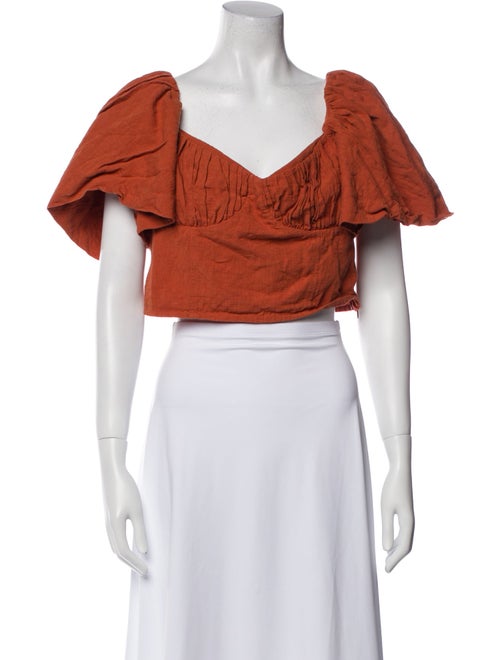 Jonathan Simkhai V-Neck Short Sleeve Crop Top