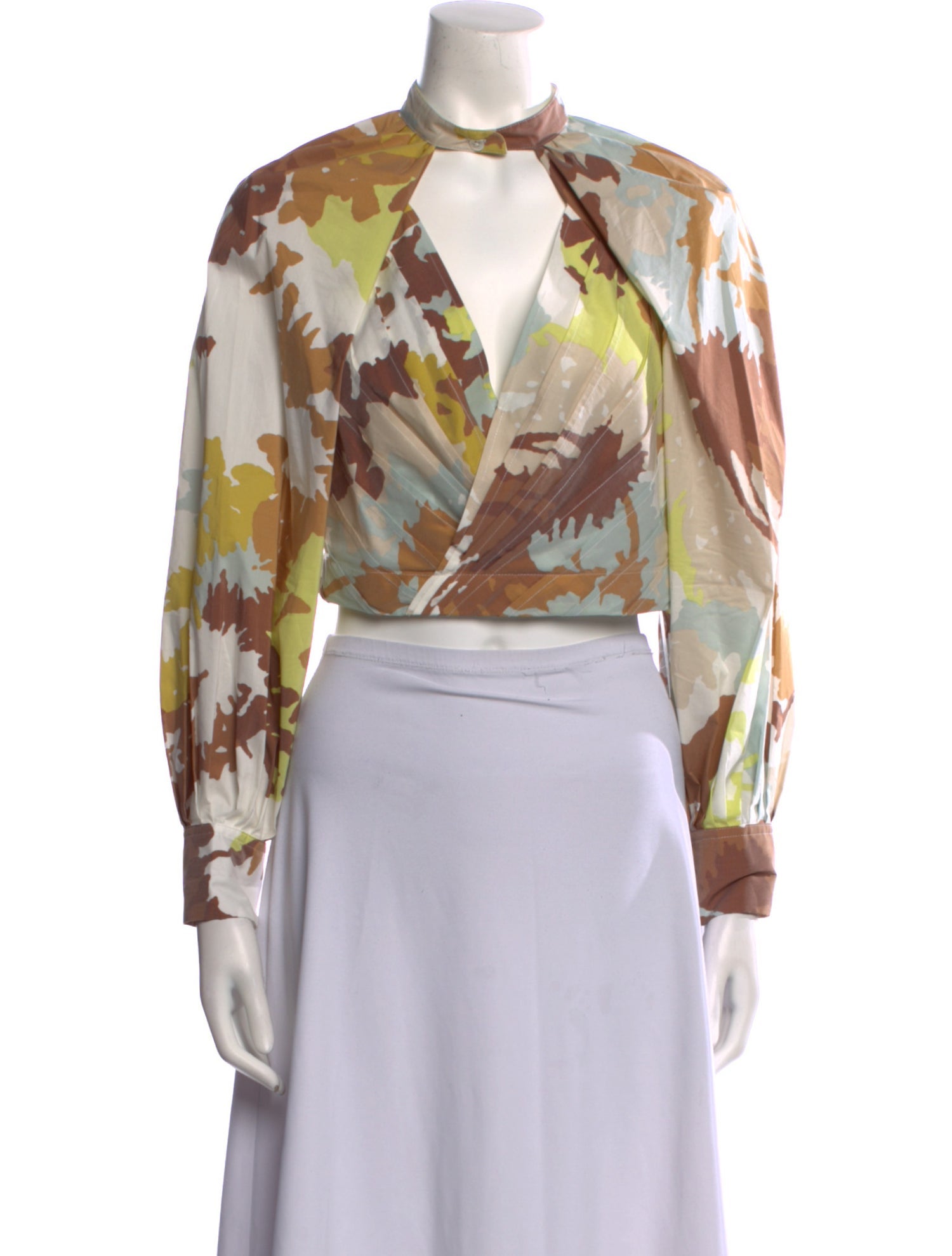 Jonathan Simkhai Floral Print Mock Neck Crop Top