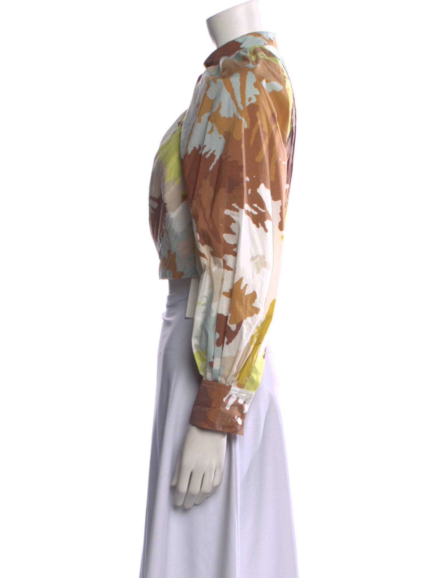 Jonathan Simkhai Floral Print Mock Neck Crop Top