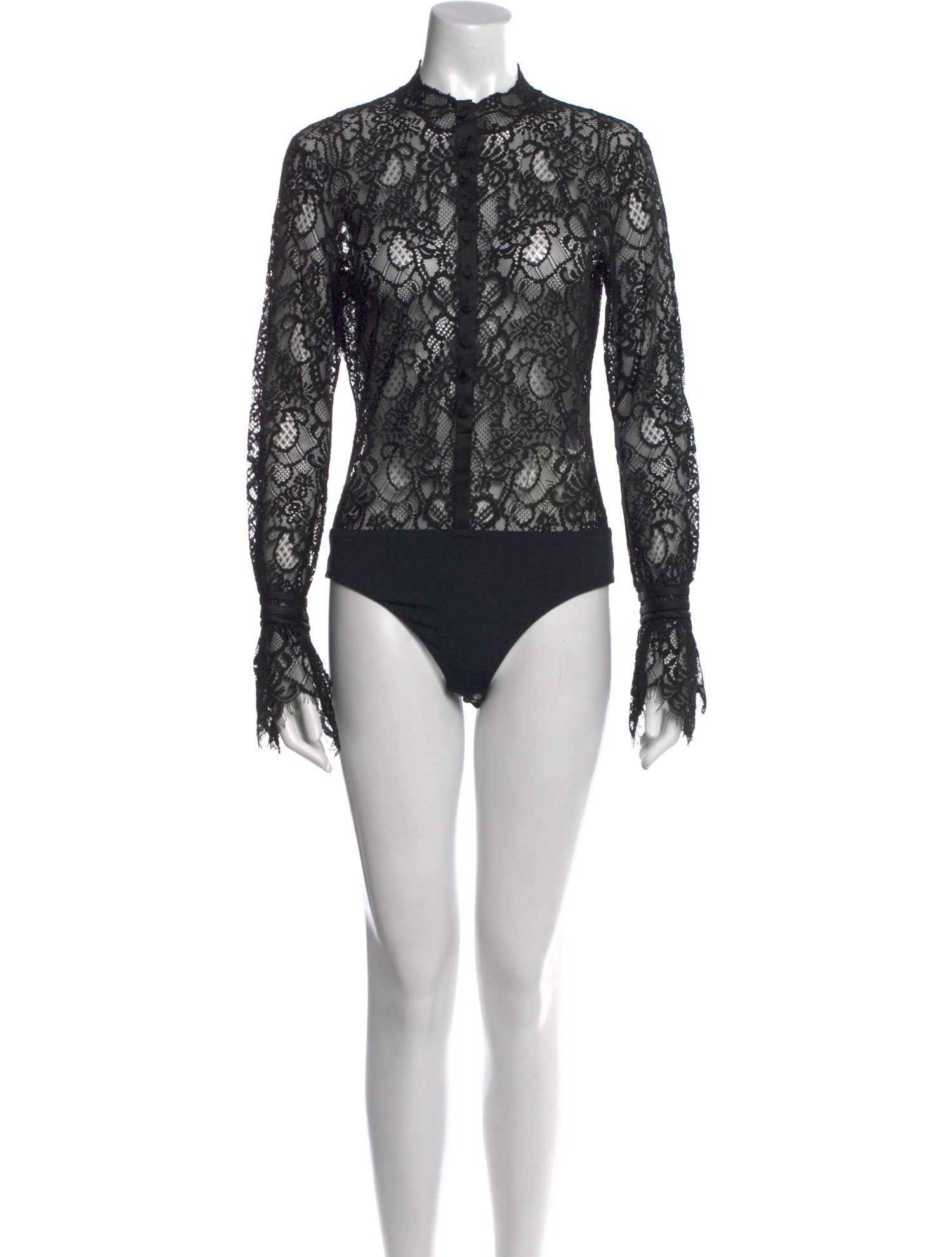 Jonathan Simkhai Lace Pattern Mock Neck Bodysuit