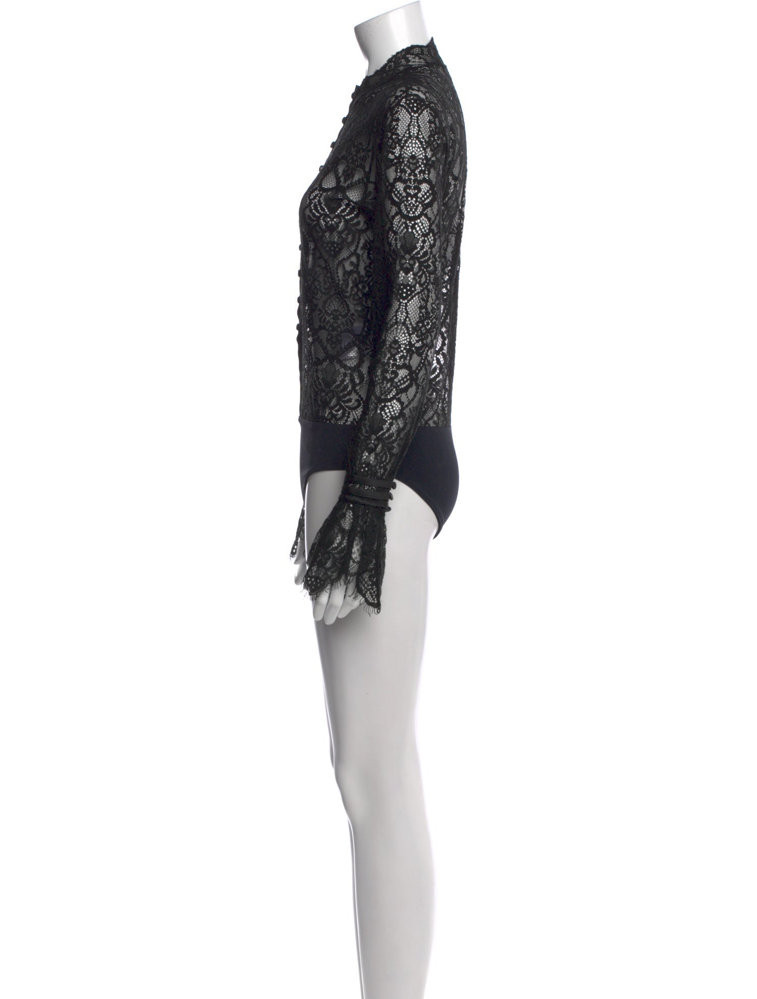 Jonathan Simkhai Lace Pattern Mock Neck Bodysuit