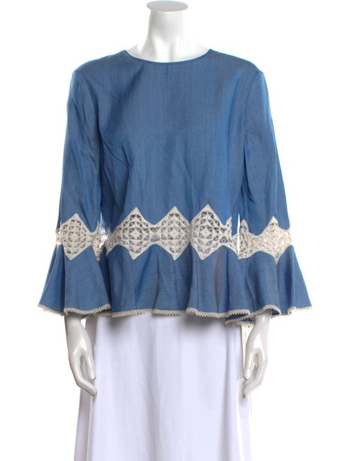 Jonathan Simkhai Bateau Neckline Three-Quarter Sleeve Blouse