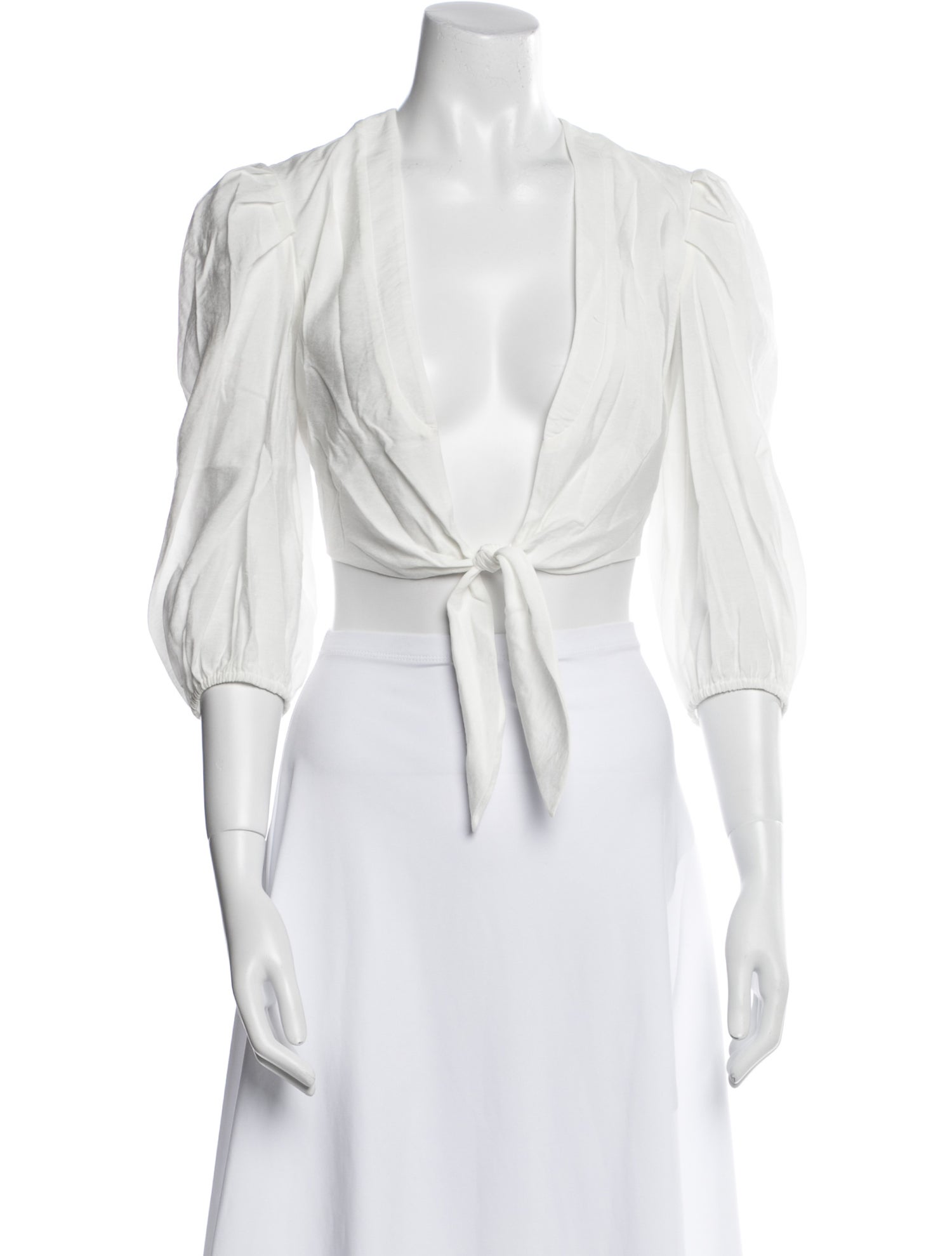 Jonathan Simkhai V-Neck Three-Quarter Sleeve Crop Top w/ Tags