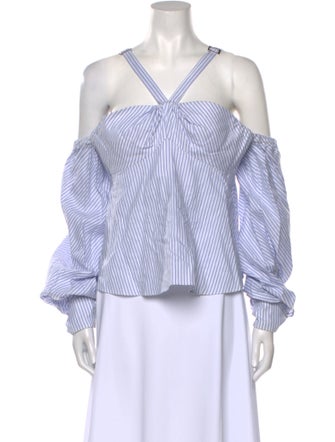 Jonathan Simkhai Striped Off-The-Shoulder Crop Top