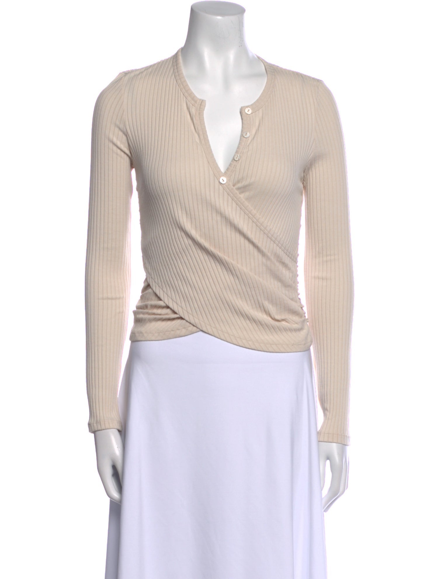 Jonathan Simkhai V-Neck Long Sleeve Crop Top