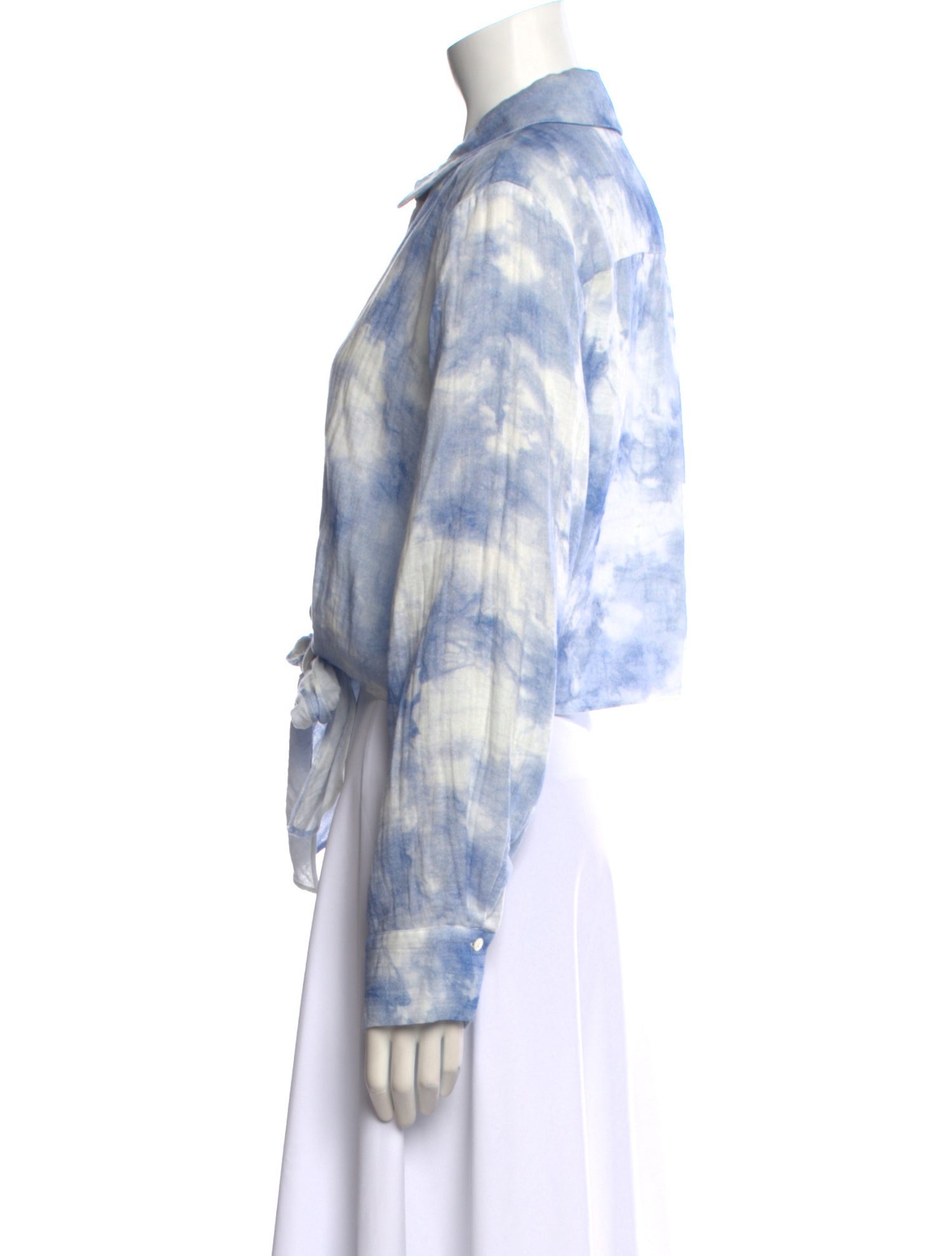 Jonathan Simkhai Tie-Dye Print Long Sleeve Button-Up Top