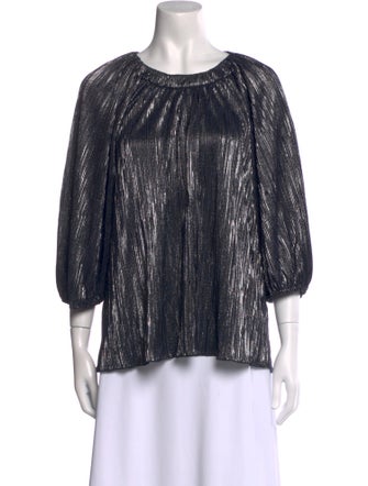 Jonathan Simkhai Scoop Neck Three-Quarter Sleeve Blouse