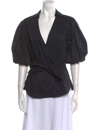 Jonathan Simkhai V-Neck Three-Quarter Sleeve Blouse