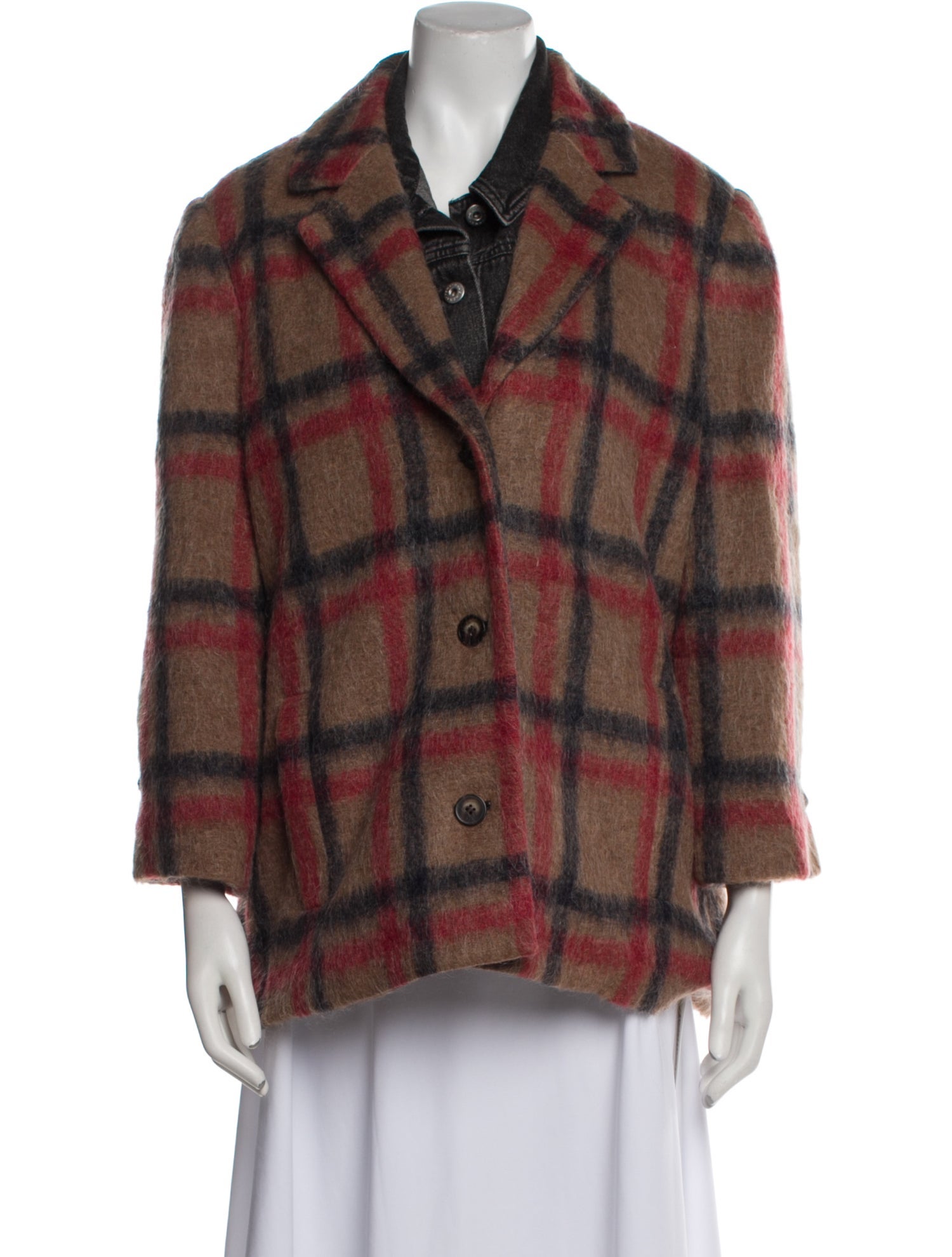 Jonathan Simkhai Plaid Print Faux Fur Jacket