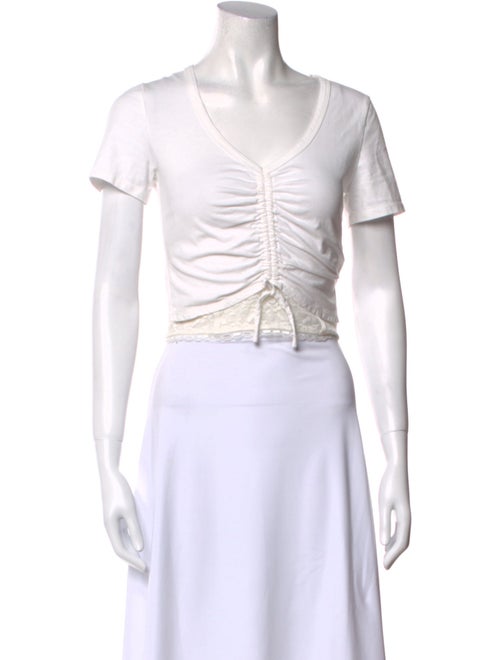 Jonathan Simkhai V-Neck Short Sleeve Crop Top