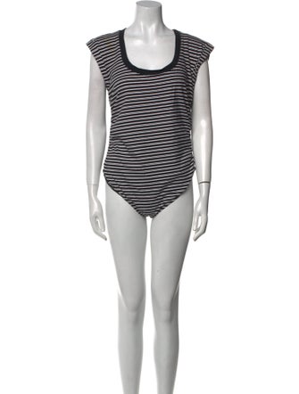 Jonathan Simkhai Striped Scoop Neck Bodysuit