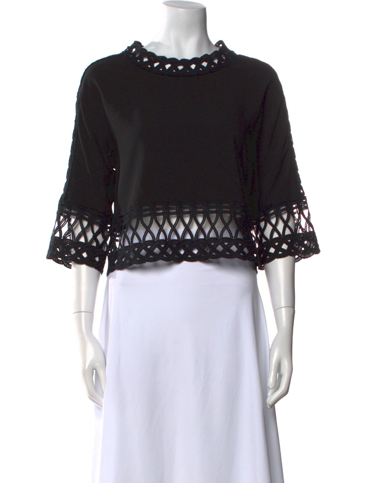 Jonathan Simkhai Bateau Neckline Three-Quarter Sleeve Crop Top