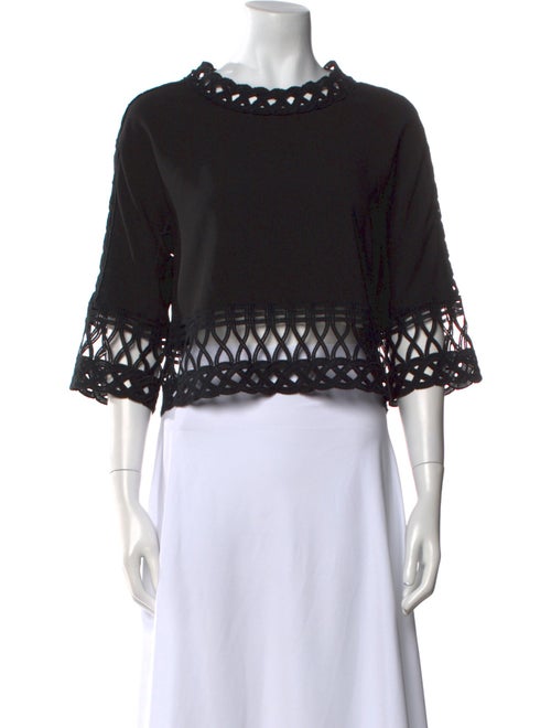 Jonathan Simkhai Bateau Neckline Three-Quarter Sleeve Crop Top